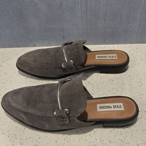 Steve Madden Grey Suede Laaura Mule Loafers